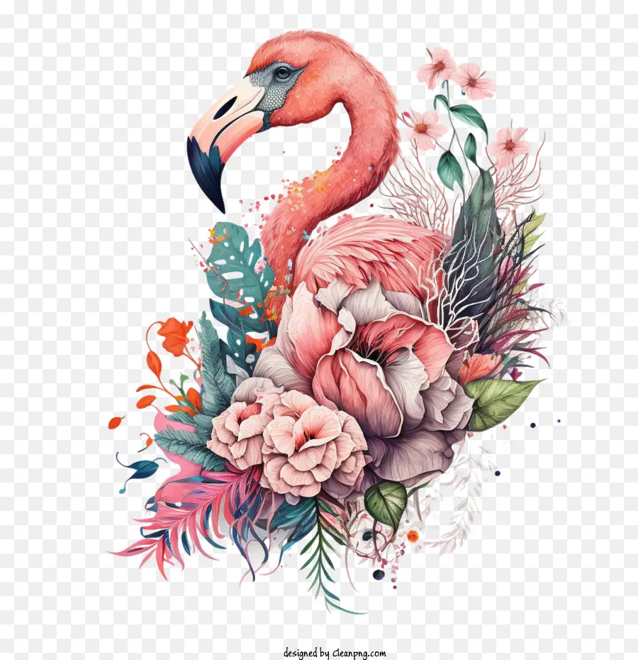 Flamant，Fleurs PNG