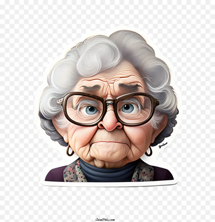 Grand Mère De Style Pixar，Visage Symétrique De Grand Mère PNG