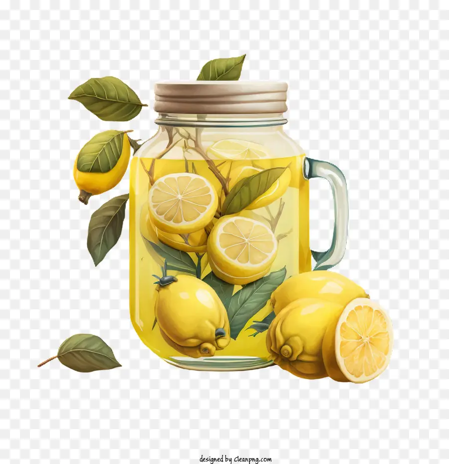 Dessin Animé Citrons，Bocal En Verre PNG