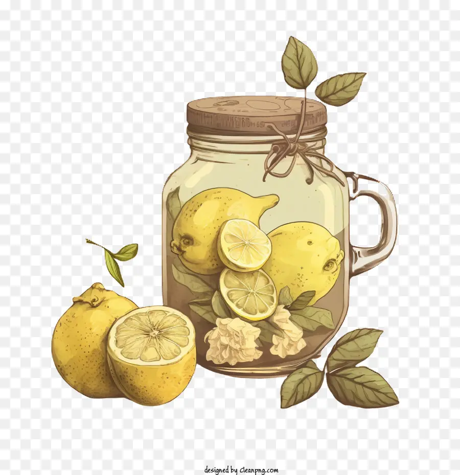 Dessin Animé Citrons，Bocal En Verre PNG