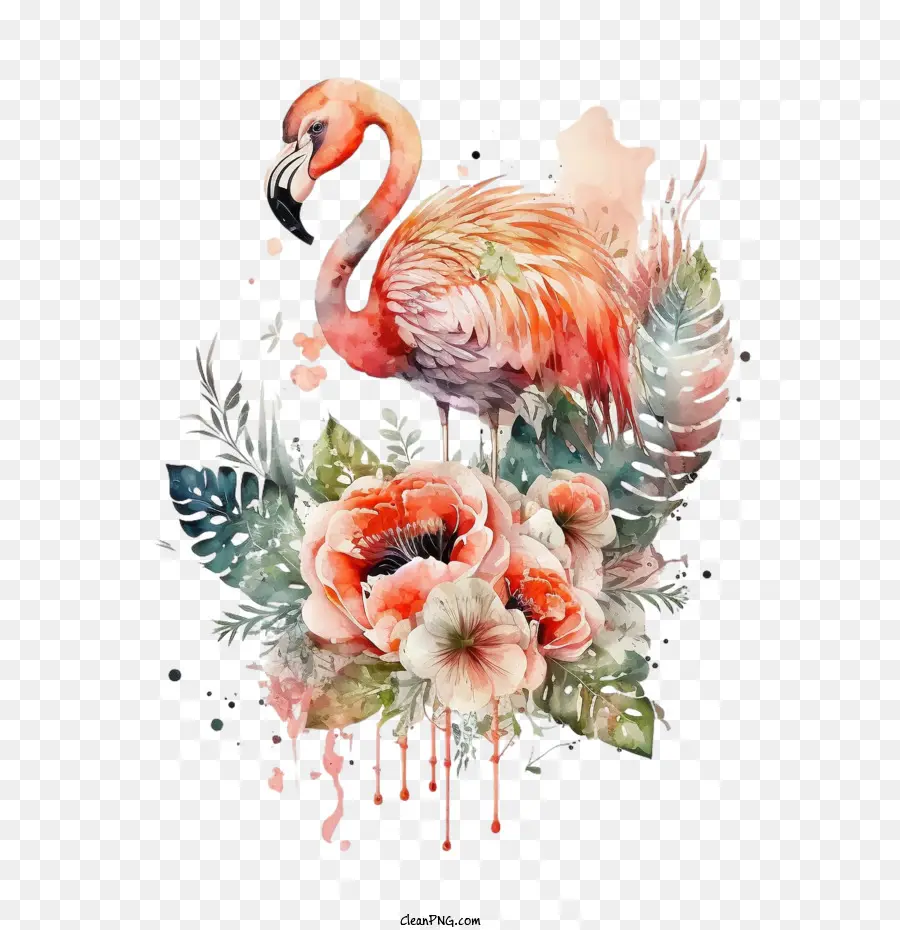 Aquarelle Flamingo，Mignon Flamingo PNG