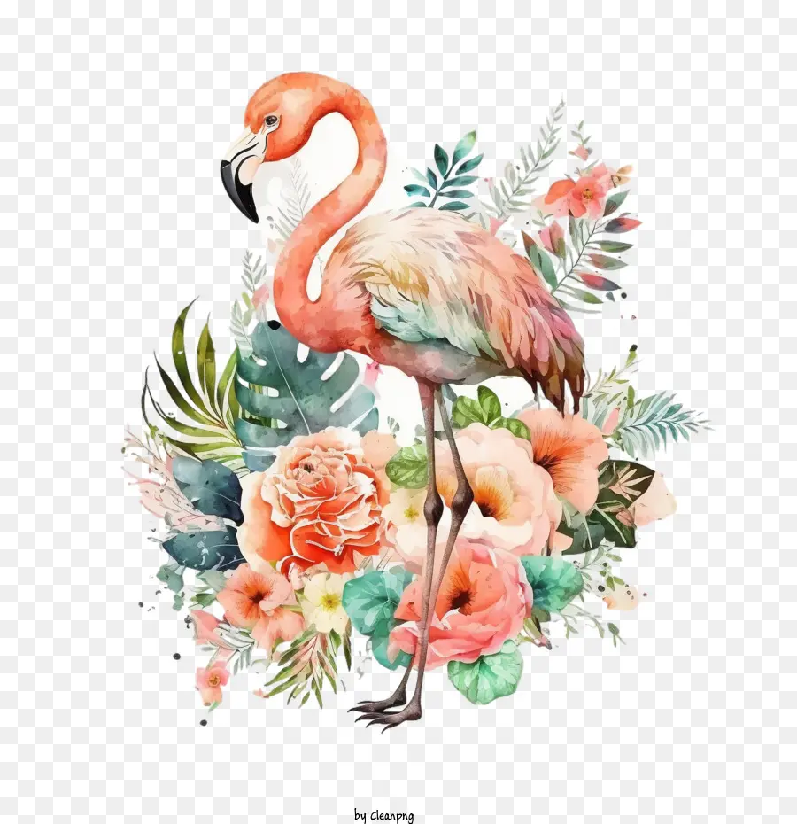 Aquarelle Flamingo，Mignon Flamingo PNG