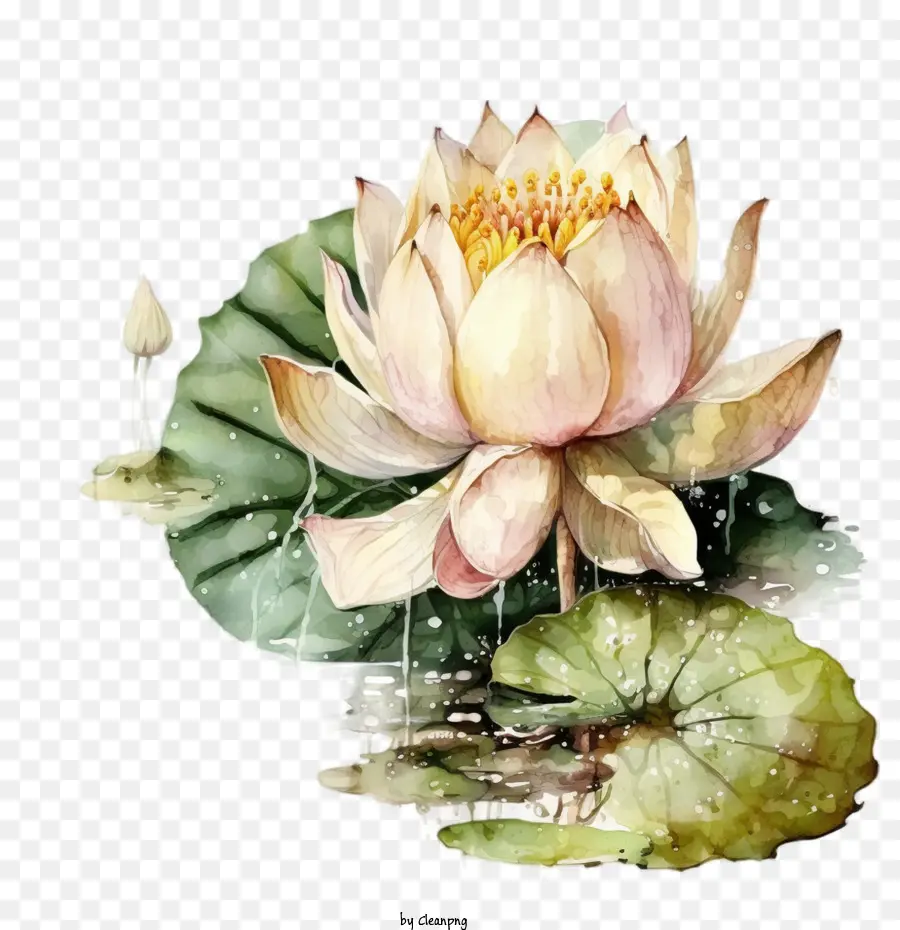 Lotus Aquarelle，Feuilles De Lotus PNG