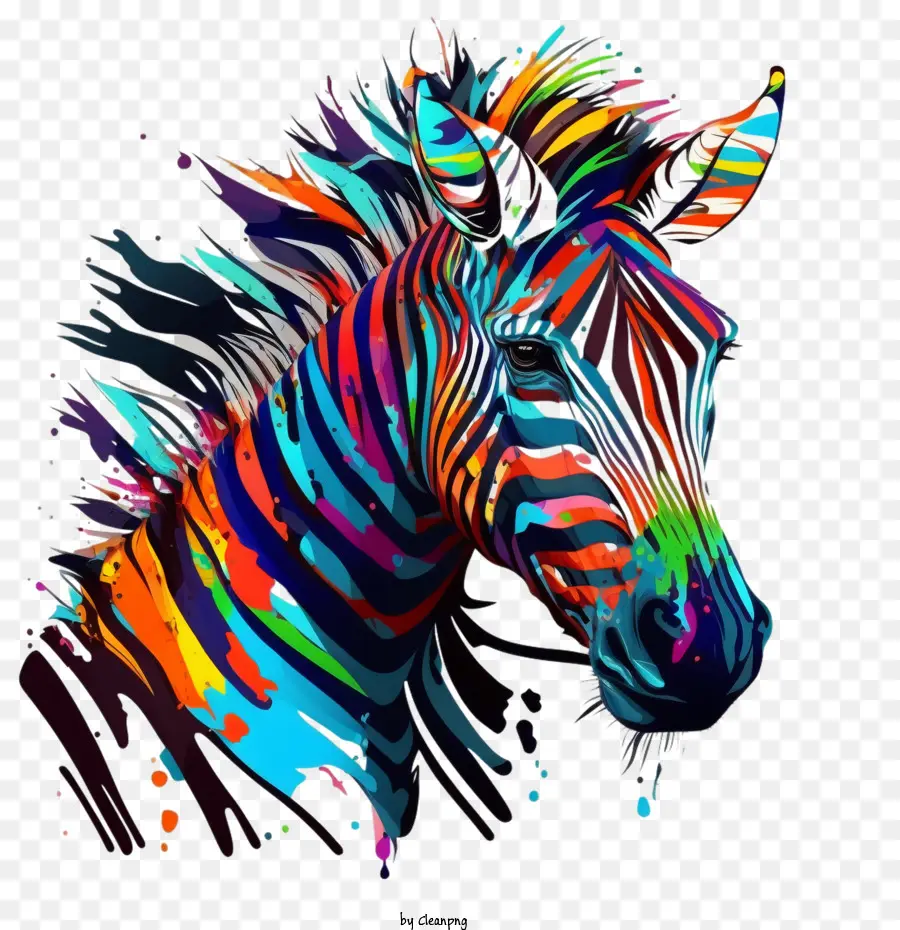 Zèbre Multicolore，Zebra La Tête PNG