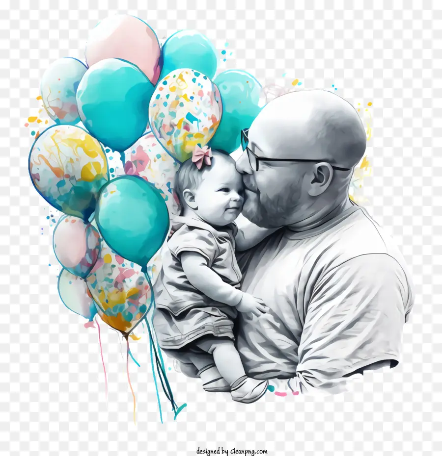 Père Et Bébé，Des Ballons PNG