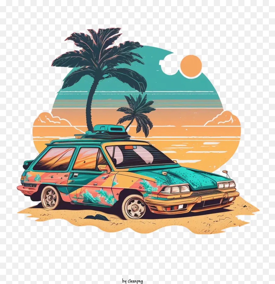 Couleurs De La Voiture Des Années 90，Voiture De Plage PNG