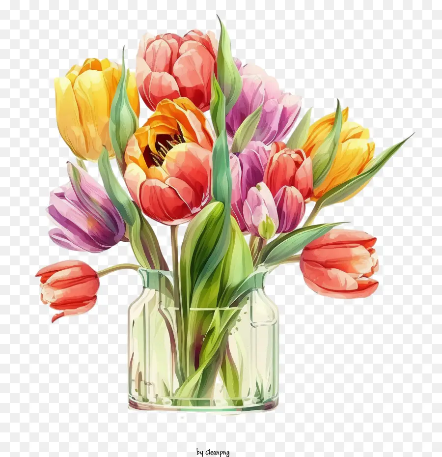 Tulipes Aquarelles，Fleurs De Tulipes PNG