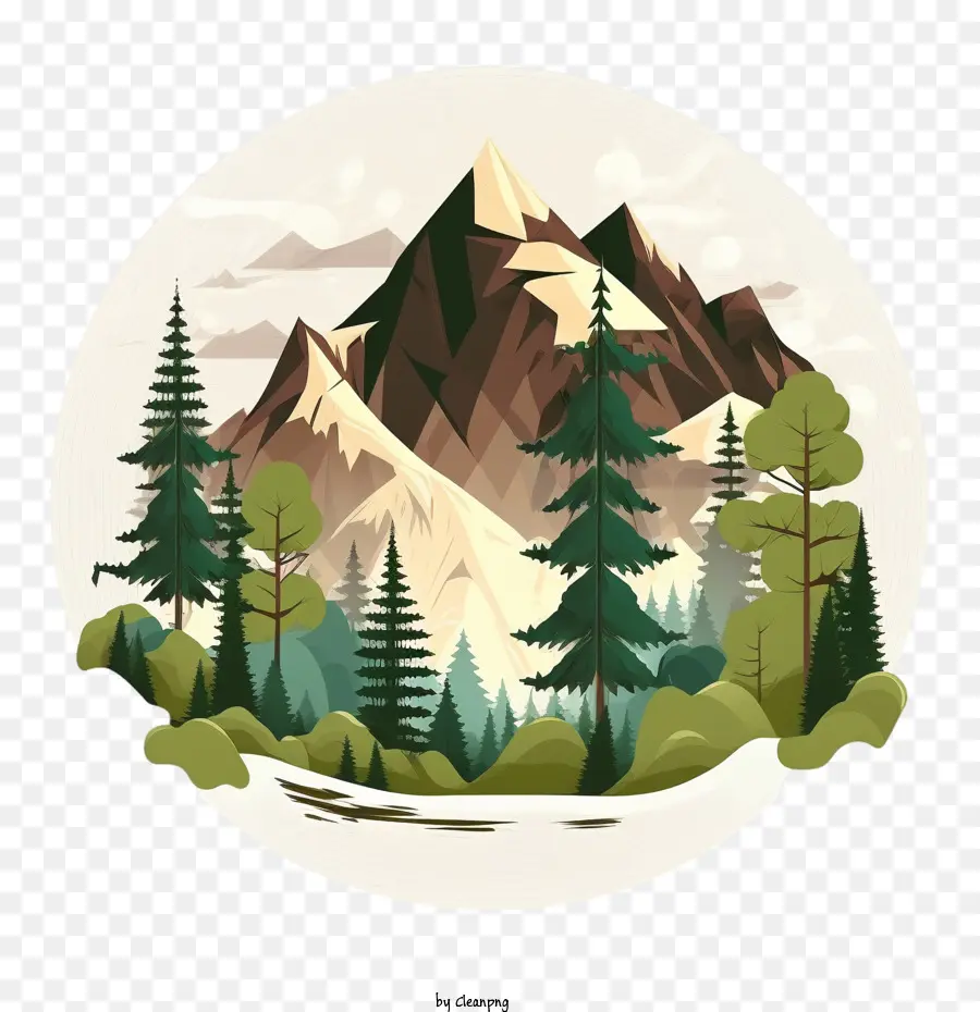 Montagne Plate，Montagne Avec Des Pins PNG