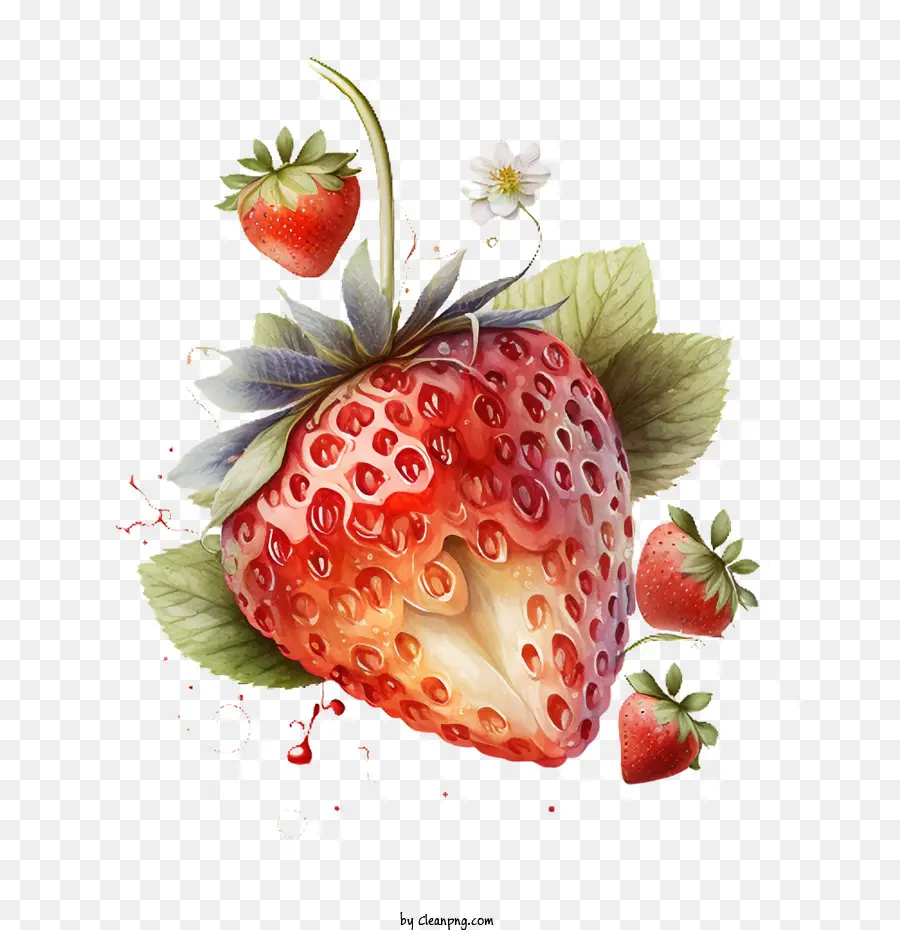 Fraise Aquarelle，Fraise Dessinée à La Main PNG