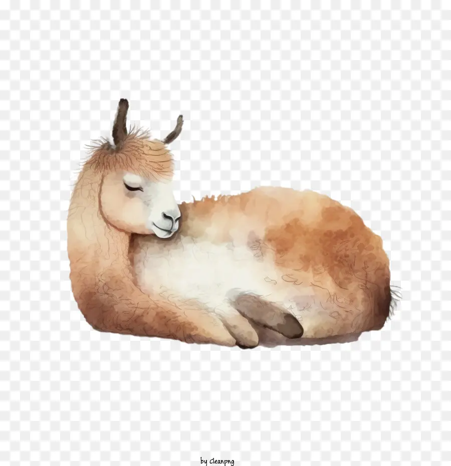 Lama Aquarelle，Lama Endormi PNG