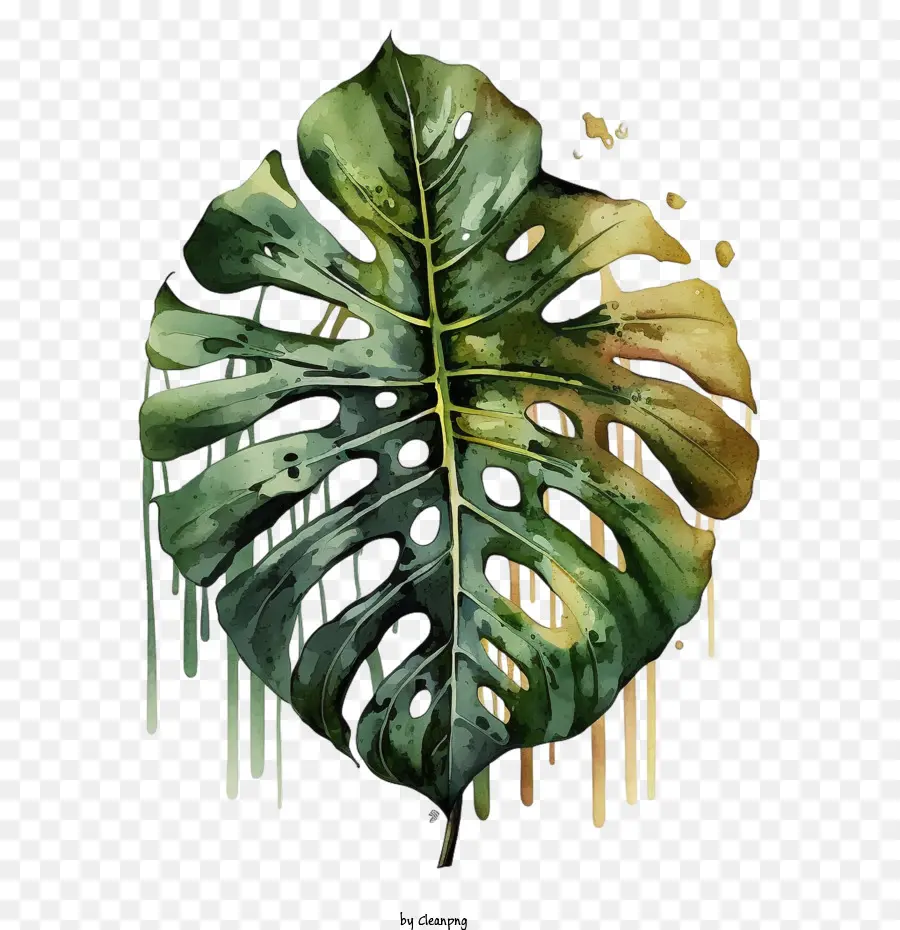 Aquarelle Monstera，Dessin Animé Monstera PNG