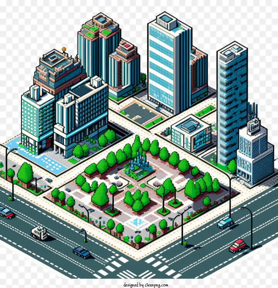 Le Pixel Art De La Ville， PNG