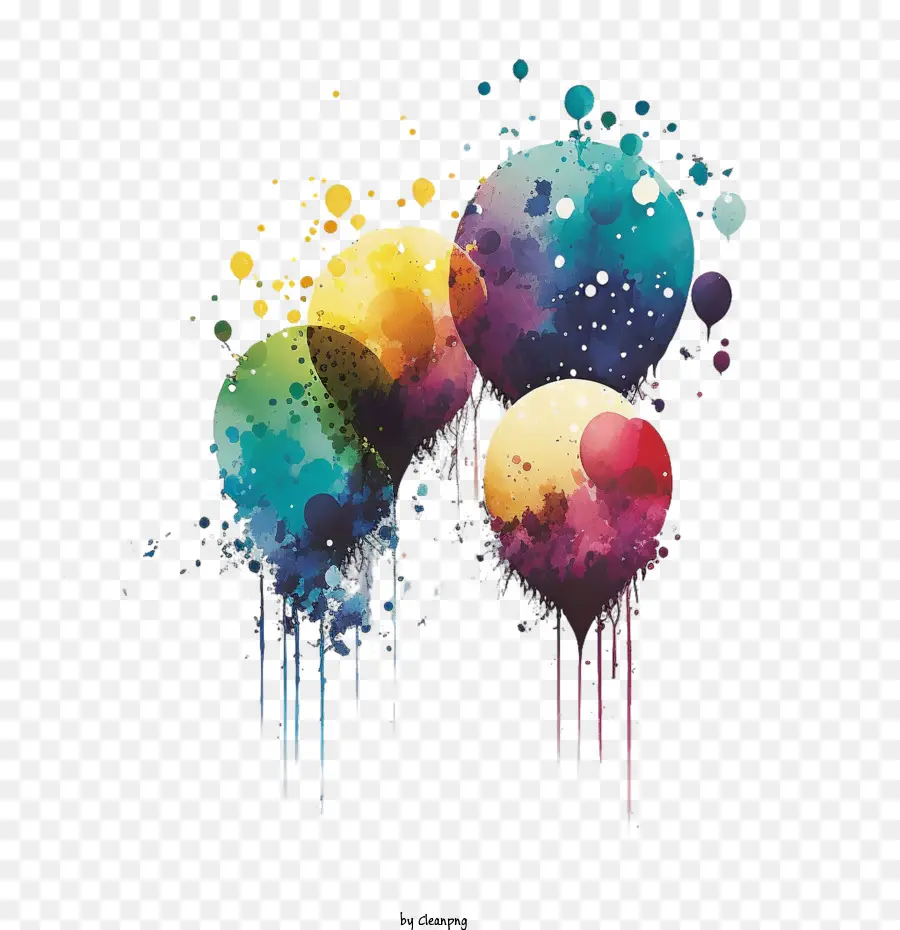 Ballons Colorés，Ballons Aquarelle PNG