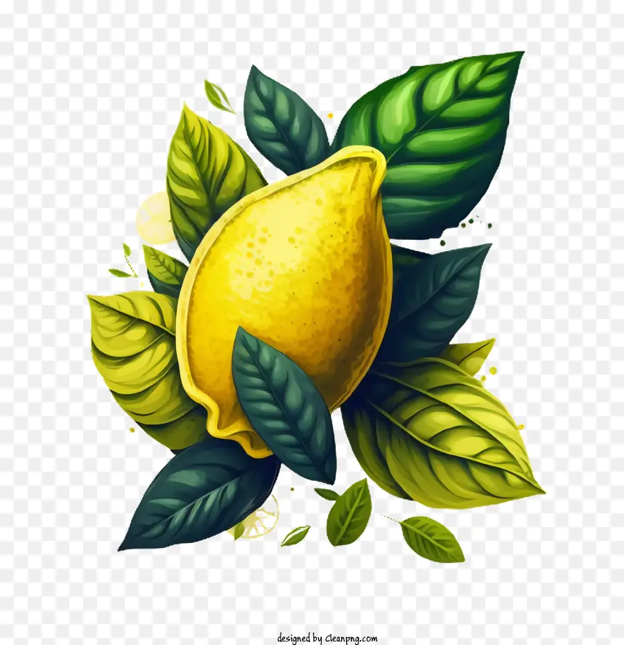 Couleurs Du Citron Des Années 90，Citron Avec Feuilles PNG