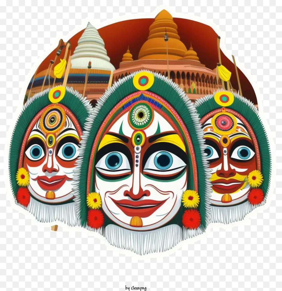 Puri Rath Yatra，Masques Traditionnels PNG