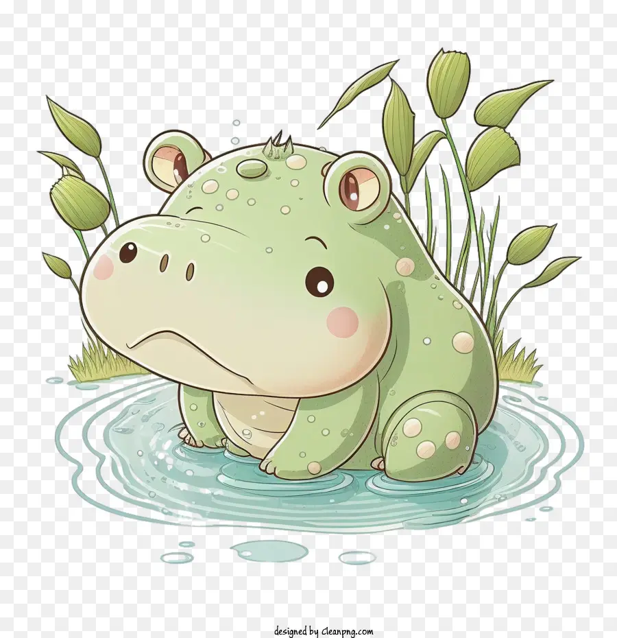 Hippopotame De Dessin Animé，Grenouille Mignonne PNG