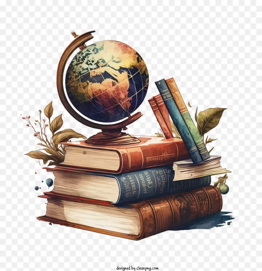 Journée Internationale De L'alphabétisation，Globe Et Livres PNG