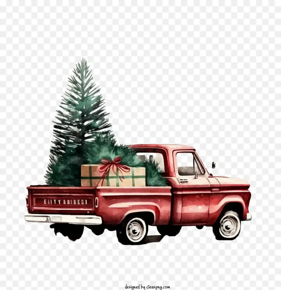 Camion Rouge，Arbre De Noël PNG