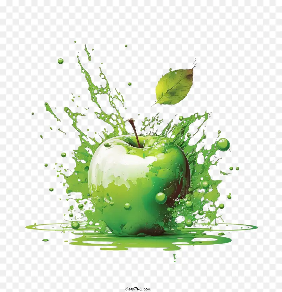 Pomme En éclaboussure，Aquarelle Apple PNG