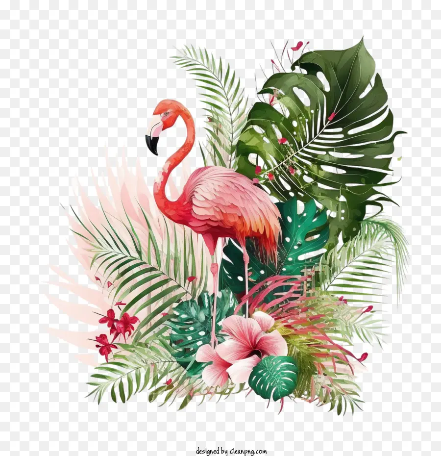 Flamingo，Jungle De Plantes PNG