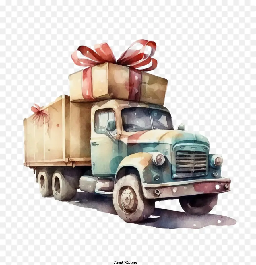 Camion，Camion Avec Des Cadeaux PNG