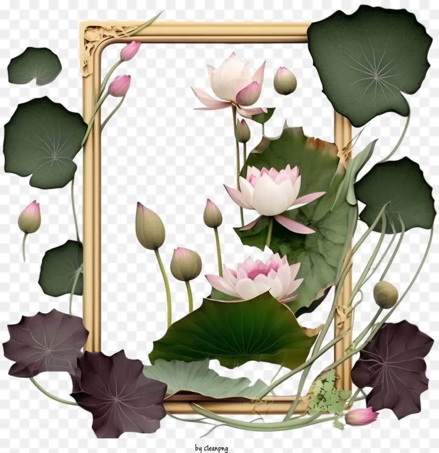 Lotus Cadre，Cadre Floral PNG
