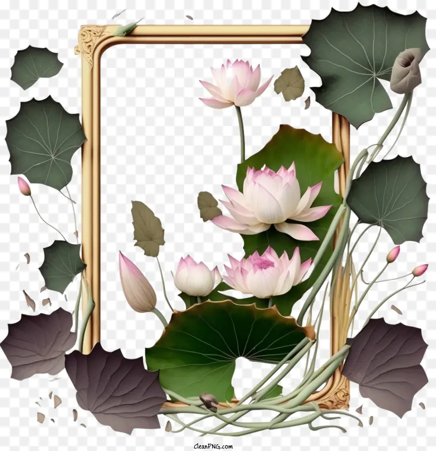 Lotus Cadre，Cadre Floral PNG