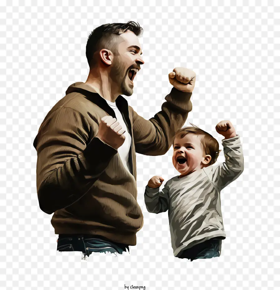 Père Et Enfant，Père Et Fils Applaudissant PNG