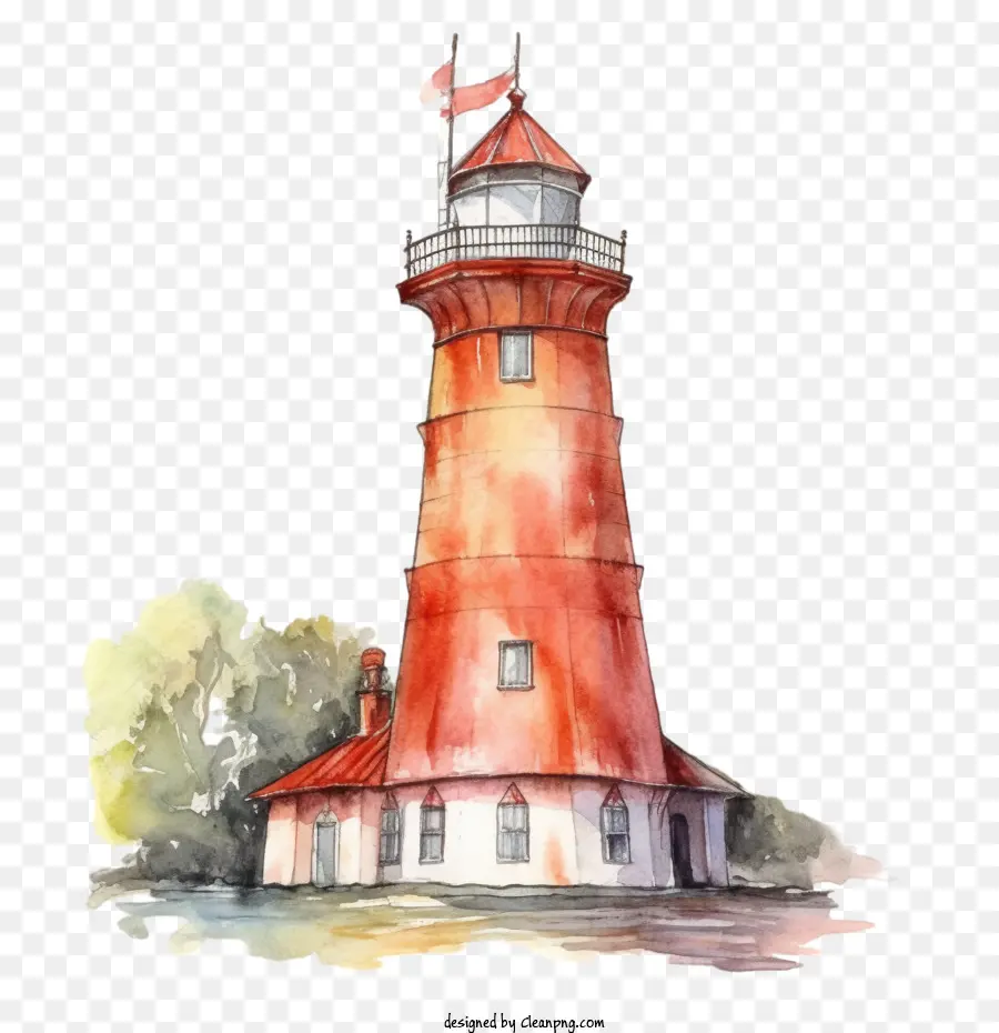 Phare Aquarelle，Phare Peint à La Main PNG