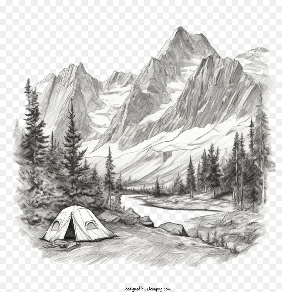 Camping，Croquis De Montagne PNG