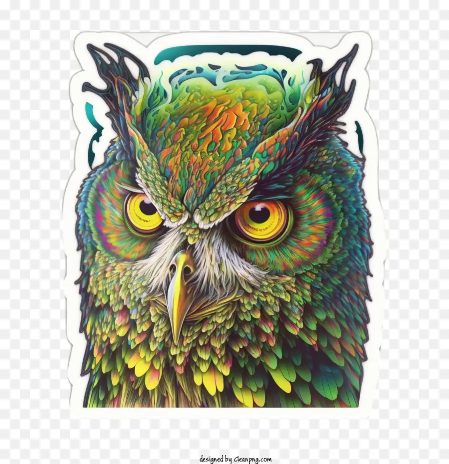 Chouette Psychédélique，Hibou Coloré PNG