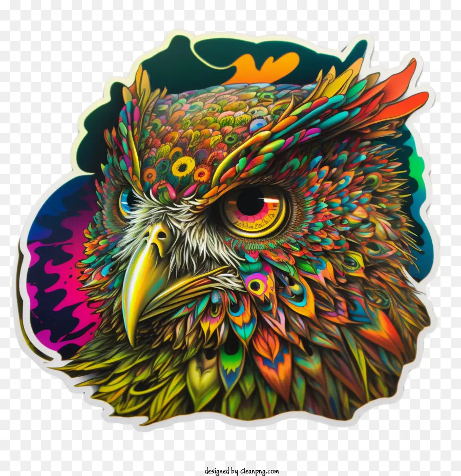 Chouette Psychédélique，Hibou Coloré PNG