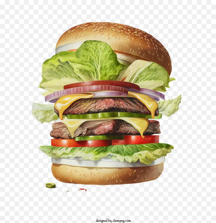 Double Burger，Double Hamburger PNG