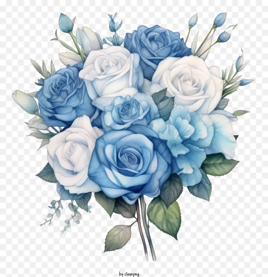 Rose Bleue Aquarelle，Rose Bleue PNG