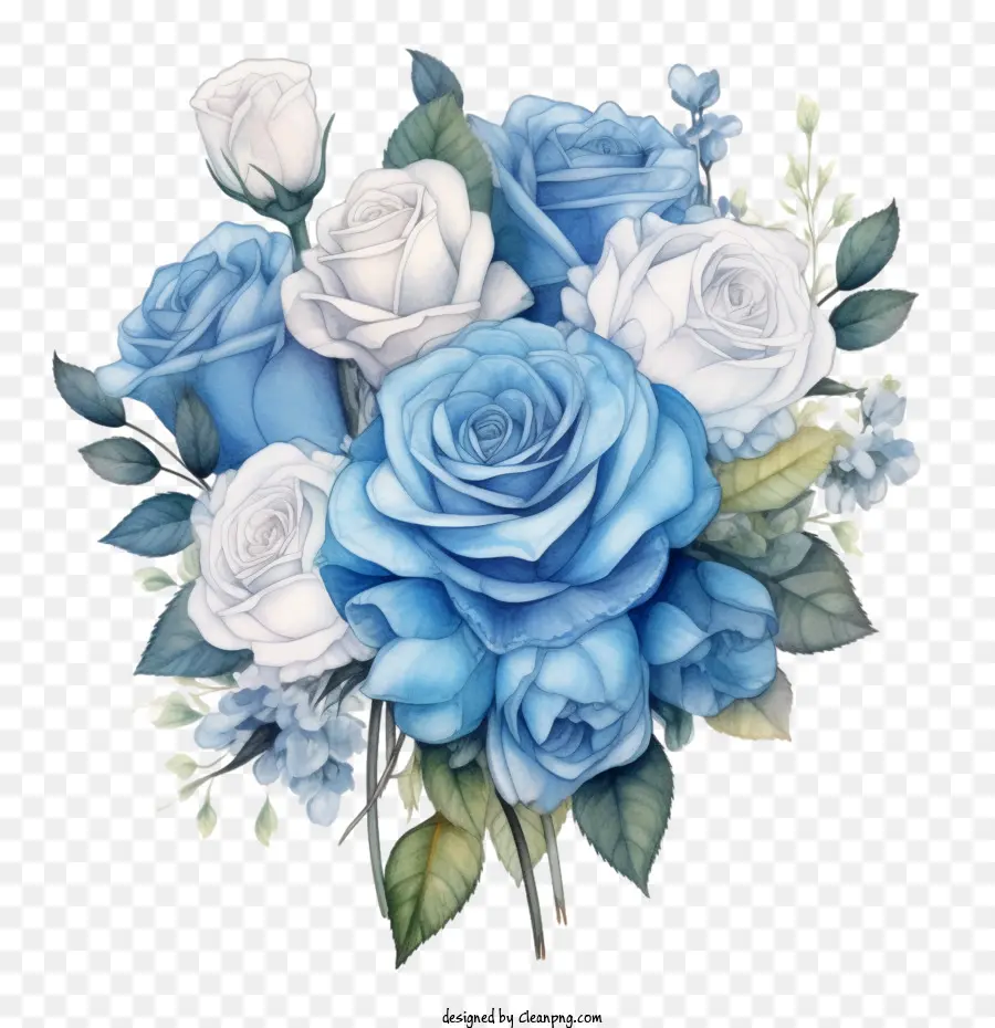Rose Bleue Aquarelle，Rose Bleue PNG
