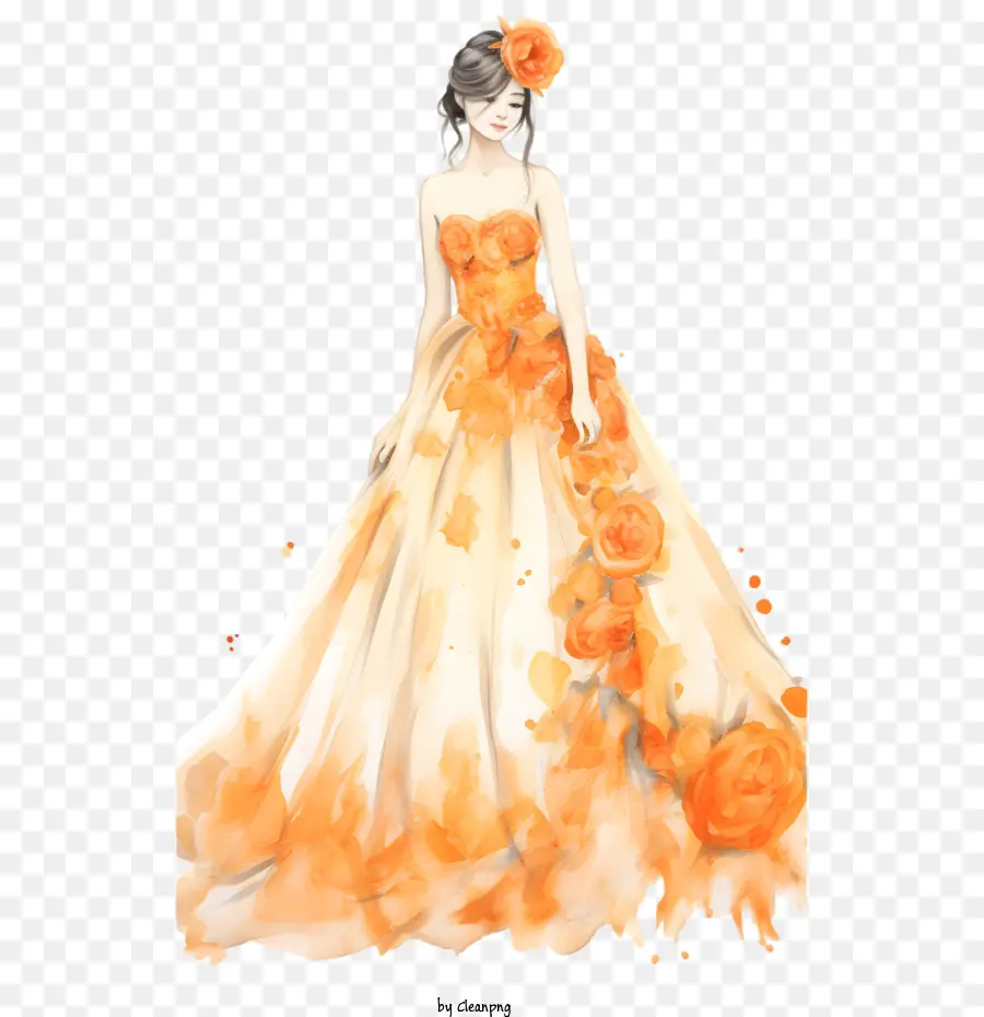 Robe De Mariée，Robe Orange PNG