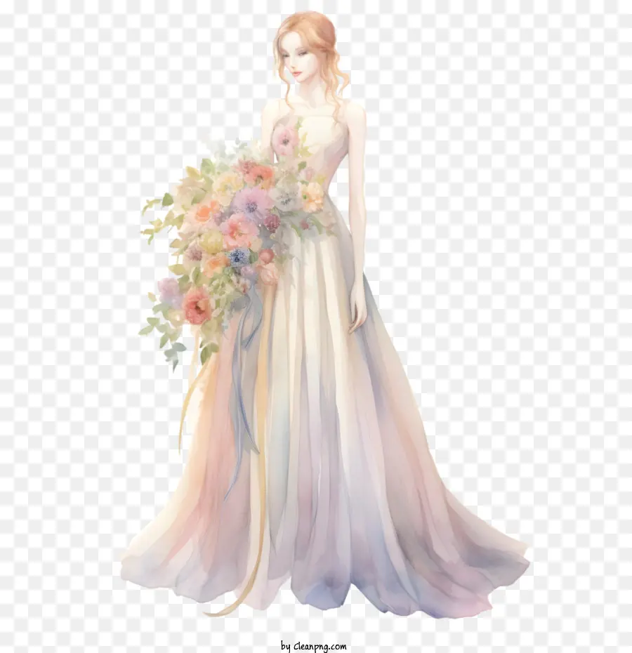 Robe De Mariée，Robe De Mariée Aquarelle PNG