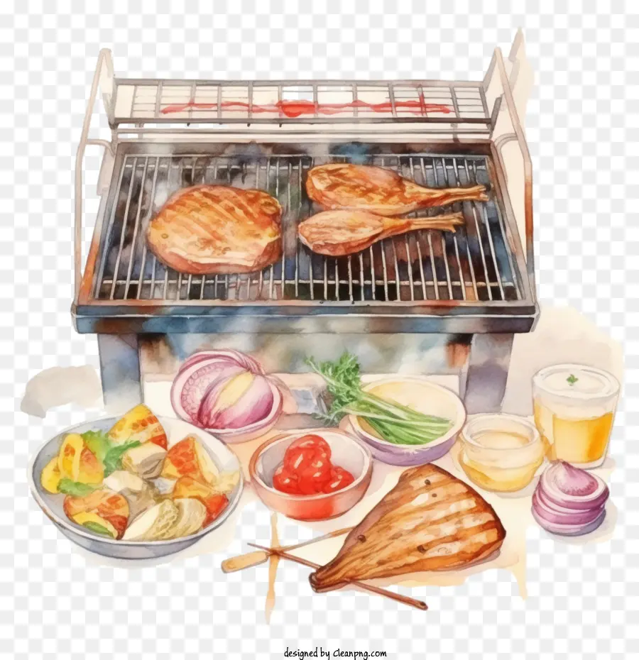 Barbecue Aquarelle，Grillades PNG