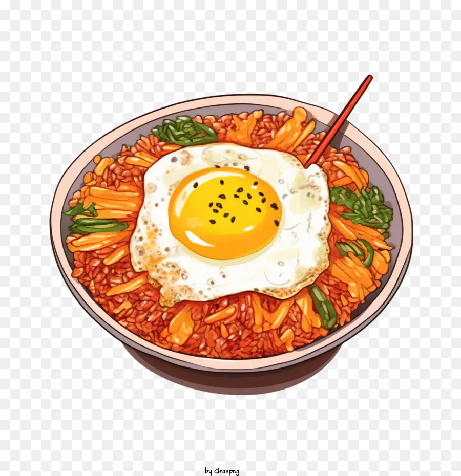 Nourriture Coréenne，Bol De Bibimbap PNG