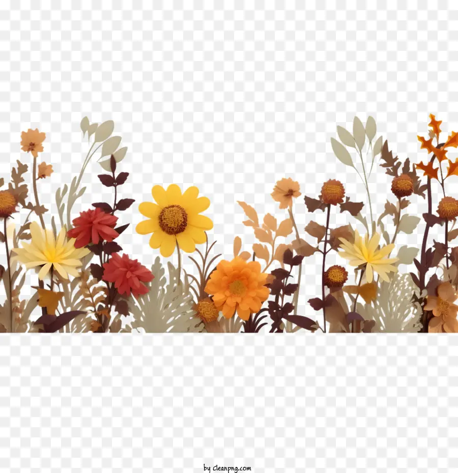 L'automne De La Frontière，Bordure De Fleurs PNG