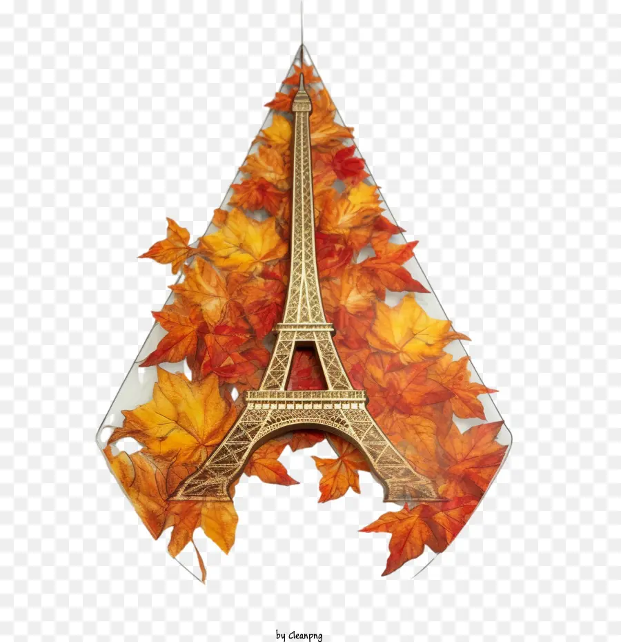 Tour Eiffel，Tour Eiffel Avec Feuilles D'automne PNG