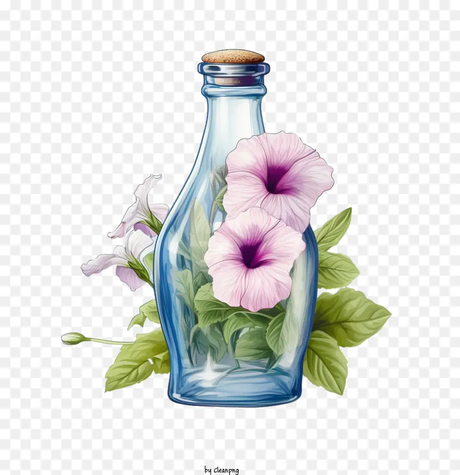 Fleur De Pétunia，Bouteille De Fleurs PNG