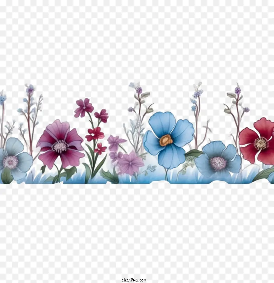 Fleur D'hiver，Bordure Fleurie PNG