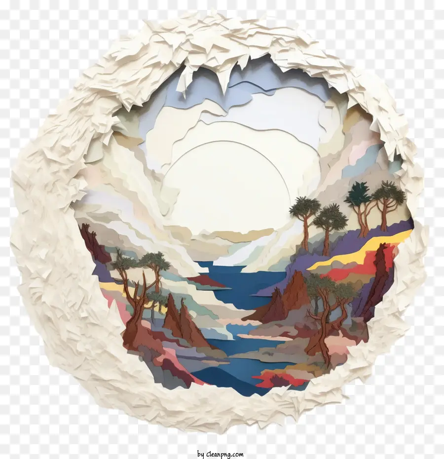 Papier Déchiré，Paysage PNG