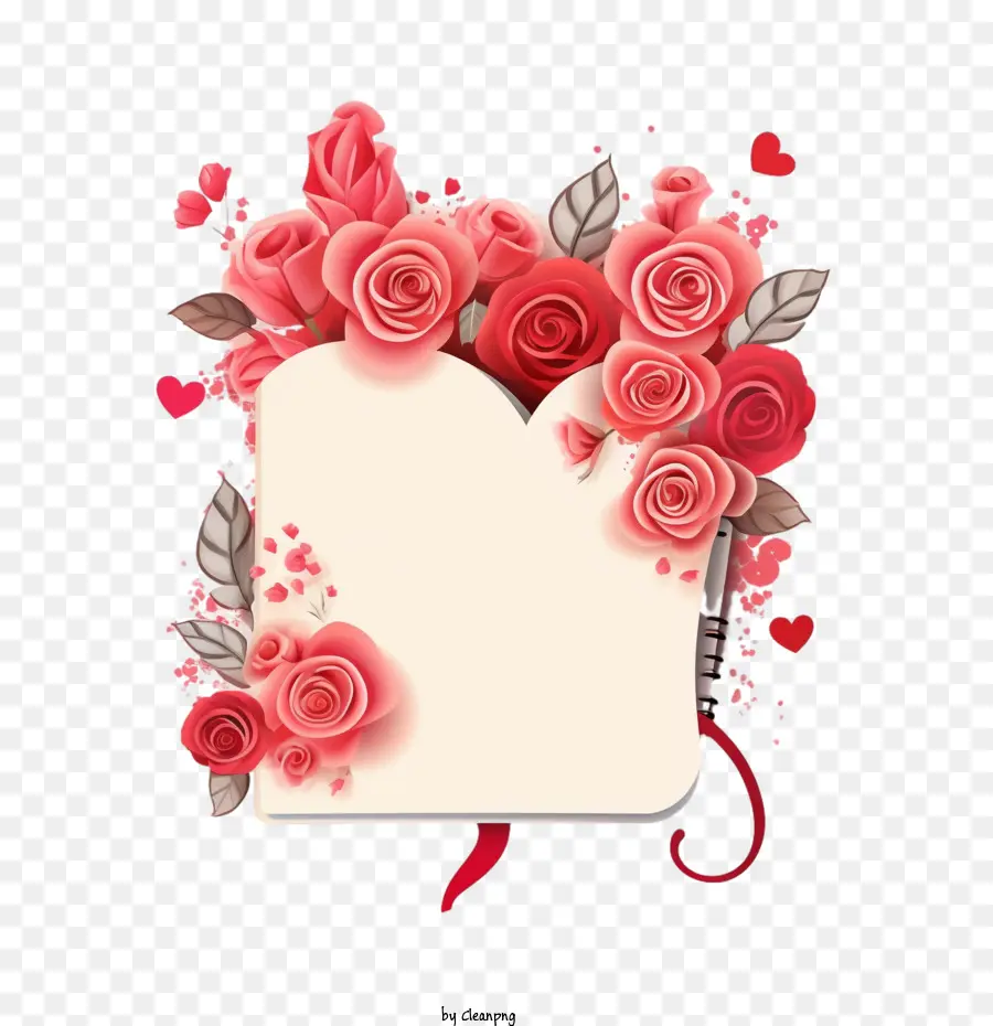 Note Vierge，Carte Coeur Avec Roses PNG