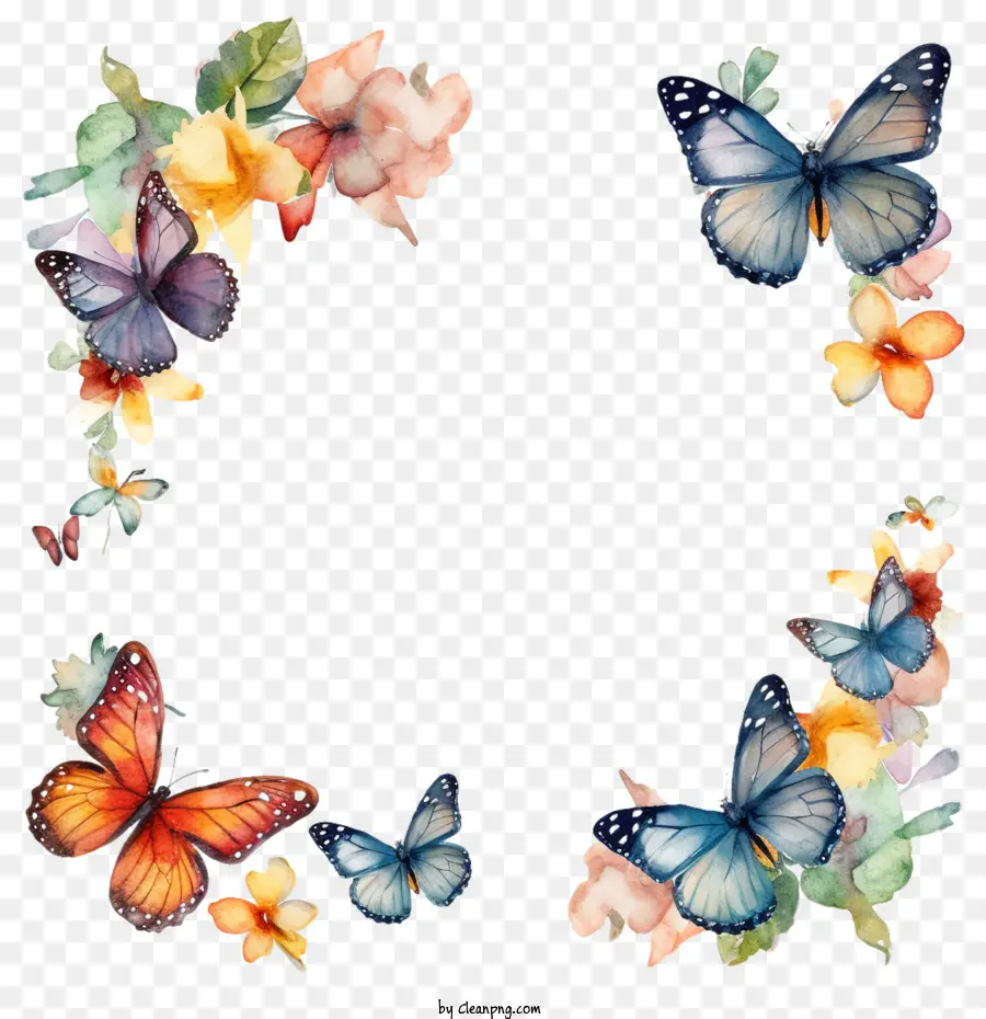 Cadre De Papillon，Les Papillons PNG