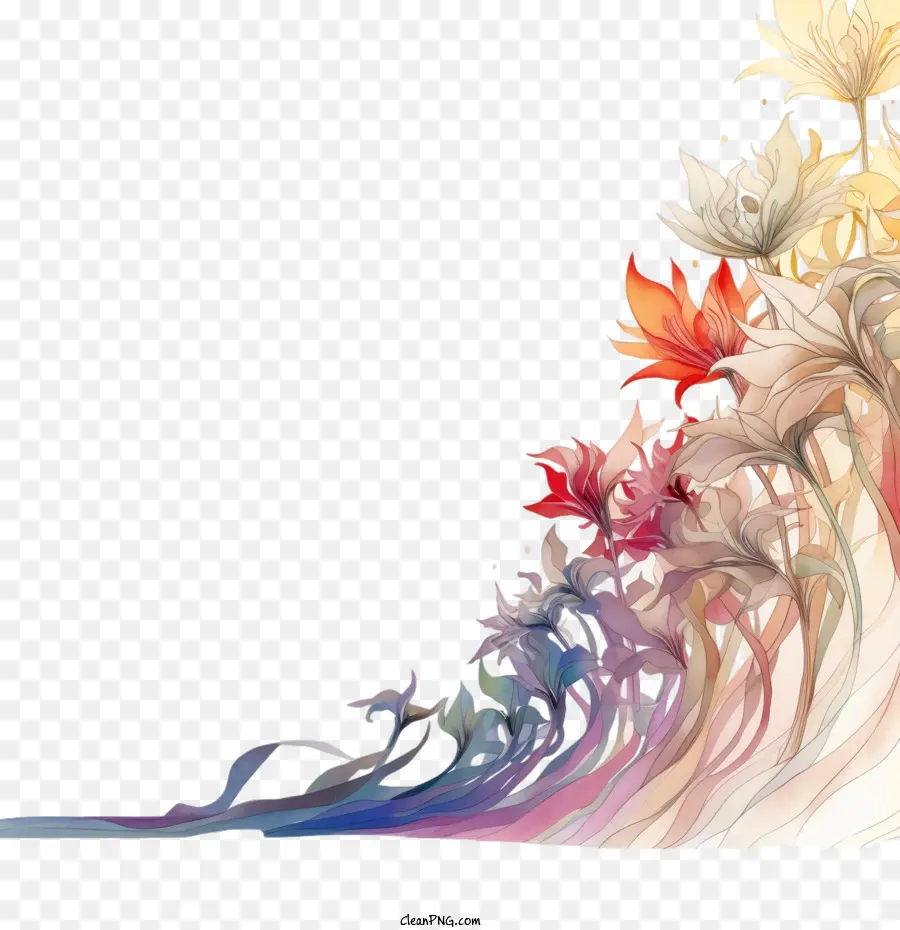 Bande De Fleurs，Fleurs Abstraites PNG