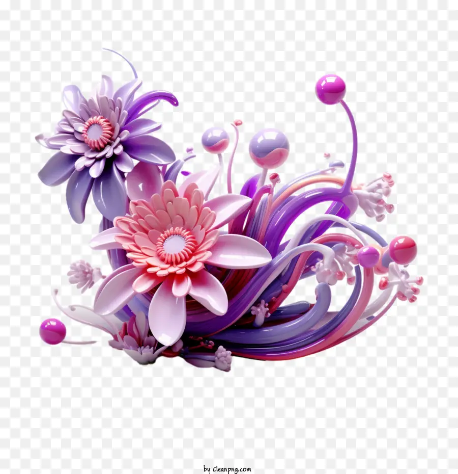 3d Fleur，Fleur Du Papier Art PNG