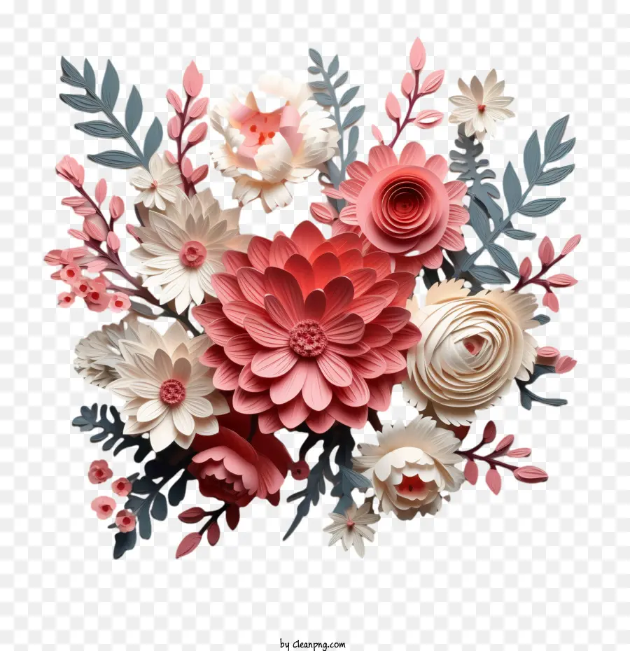 Fleur 3d，Fleur D'art En Papier PNG