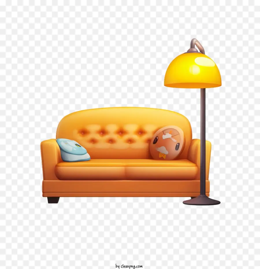 Canapé Et Lampe，Canapé Orange PNG